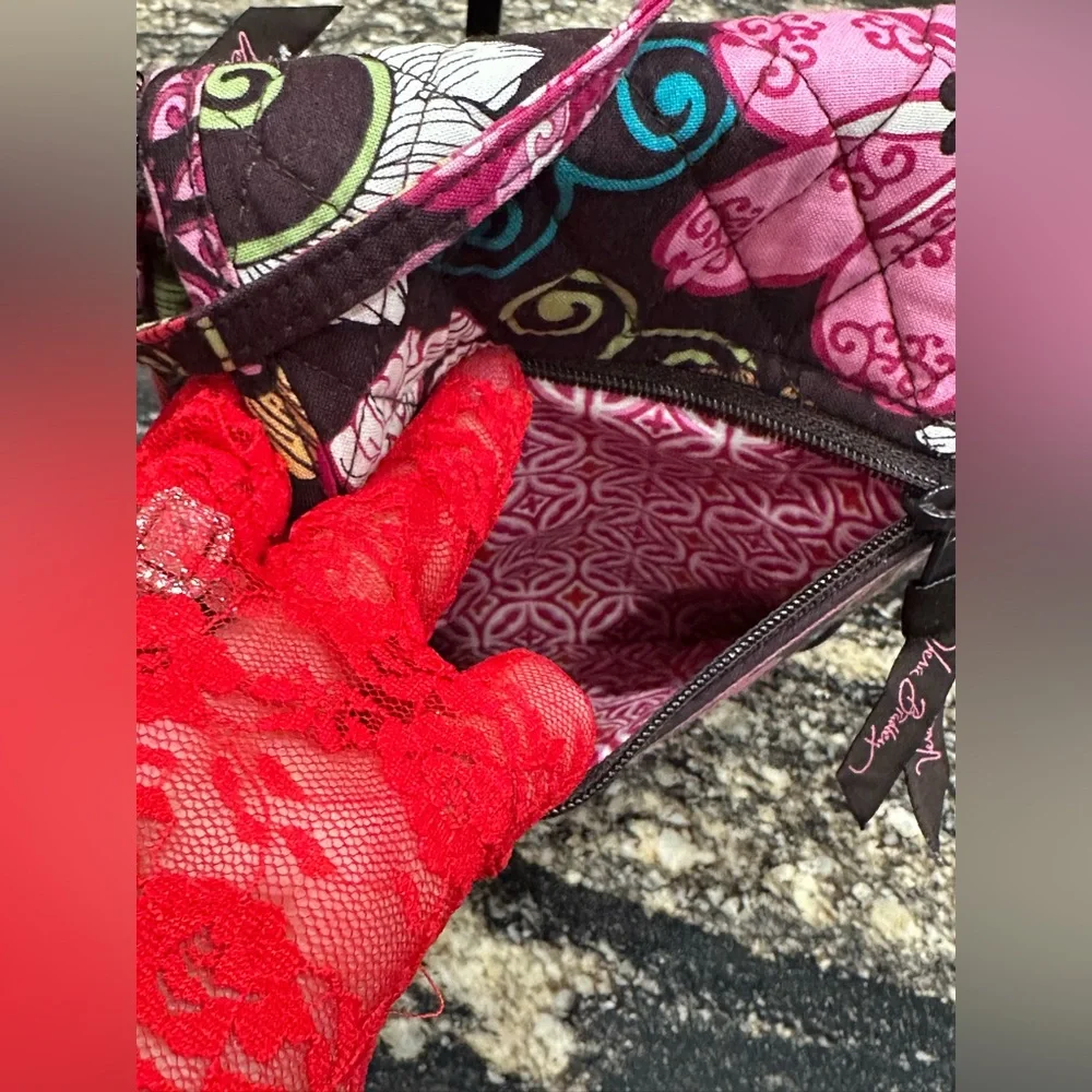 Vera Bradley Pink and Black Floral Crossbody Bag - Picture 7 of 10